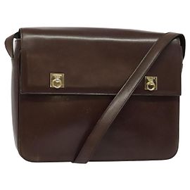 Céline Sac à épaule CELINE en cuir marron doré Auth 139394 Marron Doré