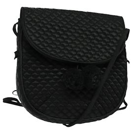 Autre Marque Borsa a Spalla Bottega Veneta Satin Nero Oro Auth 138179 Nero D'oro