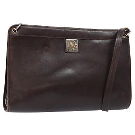 Borsa a Spalla Christian Dior in Pelle Marrone Scuro Oro Auth BA4358 D'oro Marrone scuro