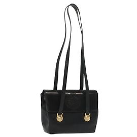 Sac à épaule Gianni Versace en cuir noir et or Auth bs28537 Noir Doré