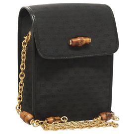 Borsa a Spalla in Tela Micro GG Gucci in PVC Nero e Oro Auth sw753 Nero D'oro