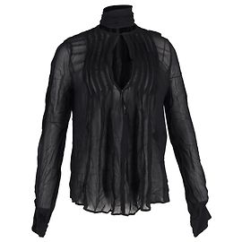 Schal-Akzent-Bluse aus schwarzer Seide von Ann Demeulemeester Schwarz