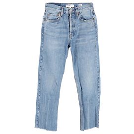 Jeans rectos con dobladillo deshilachado Re/Done en denim de algodón azul Azul Azul claro