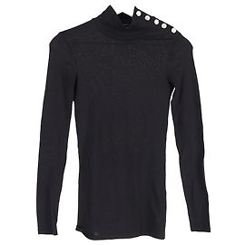 Schwarzer Wollpullover mit Knopfdetails von Balmain Schwarz
