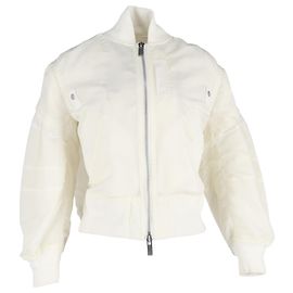 Sacai Bomber Jacket in White Nylon White Cream