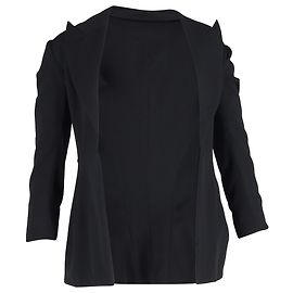 Yohji Yamamoto Single-Breasted Sleeve Detailed Blazer in Black Wool Black