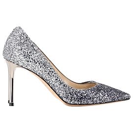 Jimmy Choo Degrade Pointy Toe Romy 100 Pumps in Silver Glitter Silvery Metallic