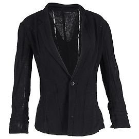 Blazer in lino nero strappato di Yohji Yamamoto Nero