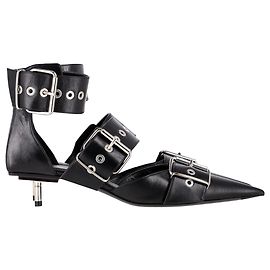 Balenciaga Belt Buckle Stiletto Pumps in Black Leather Black