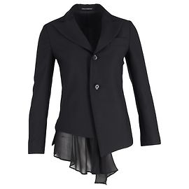 Yohji Yamamoto Single-Breasted Asymmetric Blazer in Black Wool Black