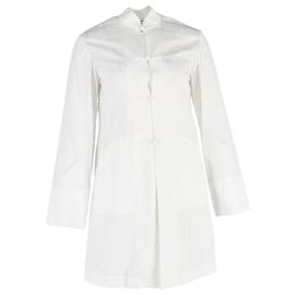 Comme Des Garcons Vestido Mini Estilo Mandarín Comme Des Garçons en Algodón Blanco Blanco Crudo