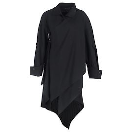 Asymmetrisches Hemdkleid Yohji Yamamoto aus schwarzem Polyester Schwarz