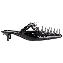 Balenciaga Spike Knife Mules aus schwarzem Lackleder Schwarz
