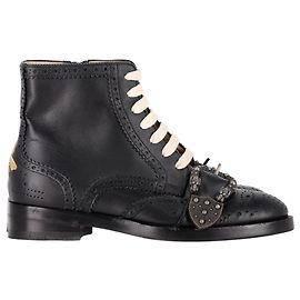 Gucci Queercore Brogue Wingtip Boots in Black Leather Black