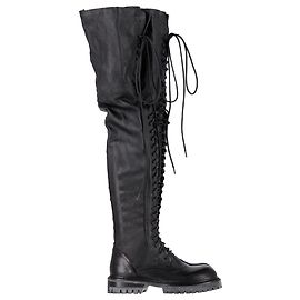 Bota de cano alto com cadarço em couro preto Ann Demeulemeester Preto