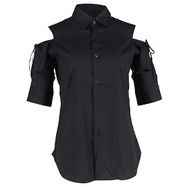 Camisa de hombro asimétrico Yohji Yamamoto en algodón negro Negro