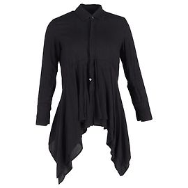 Yohji Yamamoto Asymmetric Button Up Shirt in Black Tencel Black