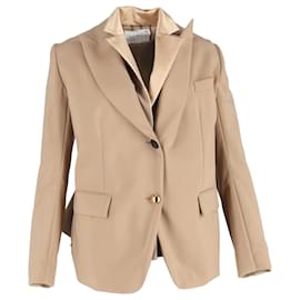 Sacai- Sacai Single-Breasted Layered Accent Blazer in Brown Polyester-Brown,Red