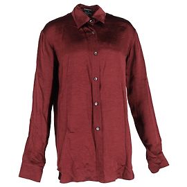 Camicia a maniche lunghe con bottoni Ann Demeulemeester in seta rossa Rosso Bordò