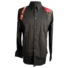 Camisa de popeline preta em algodão Alexander McQueen com arnês Preto