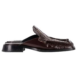 Jil Sander Corsaro Braided Accent Mules in Brown Leather Brown Red