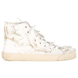 Maison Martin Margiela Sneakers alte Tabi Maison Margiela in pelle bianca e dorata Bianco Crudo