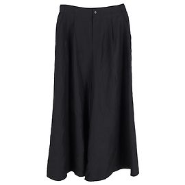 Schwarzer Woll-Midi-Rock mit Schlag von Yohji Yamamoto Schwarz