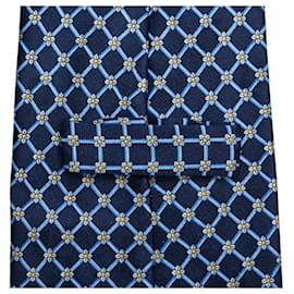 Burberry-Burberry Silk Floral Tie-Blue