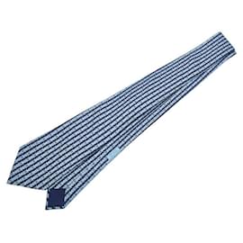 Hermès-Hermes Silk Belt Pattern Tie-Blue