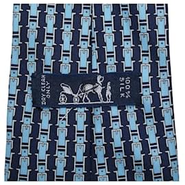 Hermès-Hermes Silk Belt Pattern Tie-Blue