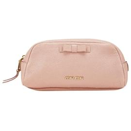 Miu Miu-Miu Miu Ribbon Leather Pouch-Pink