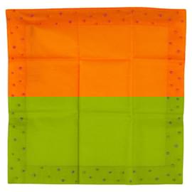 Hermès-Hermes Cotton Dot Embroidery Handkerchief-Orange