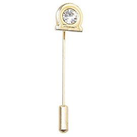 Goldplattierte Gancini-Strassbrosche von Salvatore Ferragamo Golden