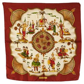 Bufanda de seda con estampado total de Salvatore Ferragamo Roja Multicolor