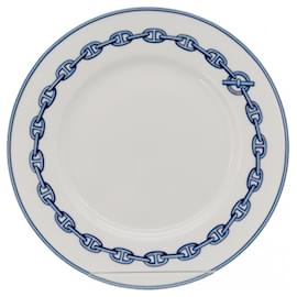 Hermès-Hermes Porcelain Chaine d'Ancre Plate Tableware-Blue