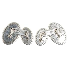 Hermès-Hermès H Logo Evelyn Eclipse Punching Cufflinks-Silvery