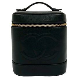 Borsa Vanity in Pelle Caviar Chanel Coco Mark Nero