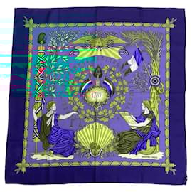 Hermès-Hermes Vintage Carré 90 Silk Scarf-Multiple colors,Navy blue