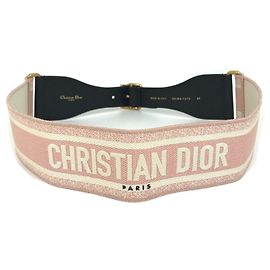Breiter Gürtel mit gesticktem Christian Dior-Logo Pink