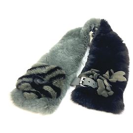 Bufanda de visón Fendi con flor Negro Verde