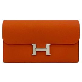 Hermès Hermes Constance Long Wallet in Orange Epsom Leather Orange