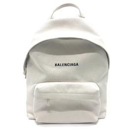 Balenciaga-Mochila com logo Balenciaga em lona branca-Branco