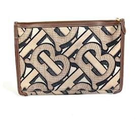 Burberry-Burberry TB Print Clutch Bag-Brown