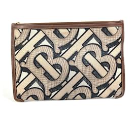 Burberry-Burberry TB Print Clutch Bag-Brown