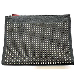 Pochette Clutch Sky in pelle nera con borchie e punte Christian Louboutin Nero
