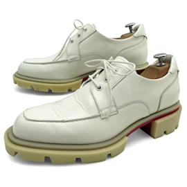Christian Louboutin-CHRISTIAN LOUBOUTIN OUR GEORGES L DERBY 42 IN WHITE PATENT LEATHER-White