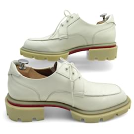 Christian Louboutin-CHRISTIAN LOUBOUTIN OUR GEORGES L DERBY 42 IN WHITE PATENT LEATHER-White
