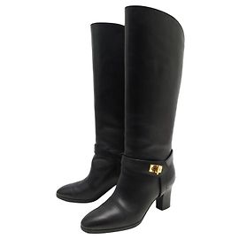 BOTAS DE TACÓN GIVENCHY EDEN 36 EN CUERO NEGRO CAJA DE BOTAS ALTAS Negro