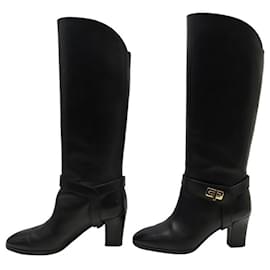 Givenchy-GIVENCHY EDEN HEEL BOOTS 36 IN BLACK LEATHER HIGH BOOTS BOX-Black