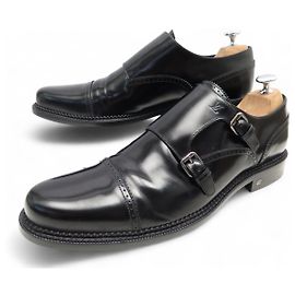 MOCASSINI LOUIS VUITTON BI-BUCLÉ 9.5 43.5 PELLE LUCIDA NERA Nero